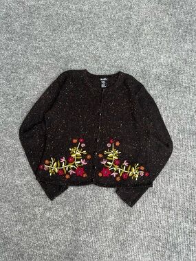 Y2K Embroidered Floral Cardigan